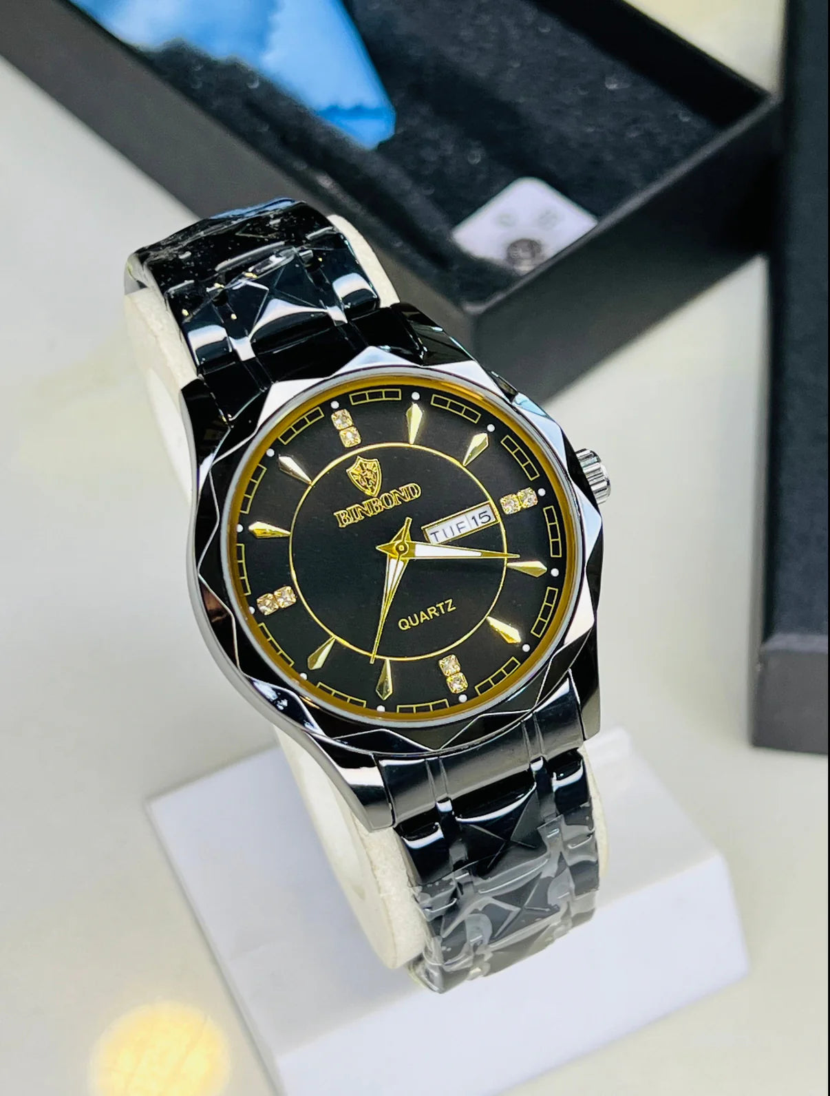 Two Tone Binbond Silver Prism Dial Watch